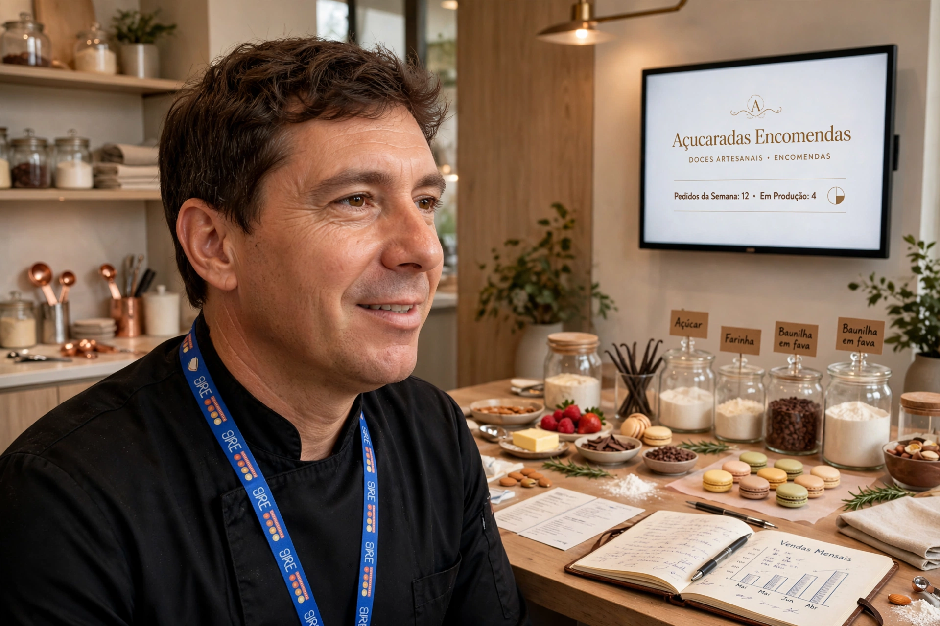 Chef Vantuil em sua cozinha de produção